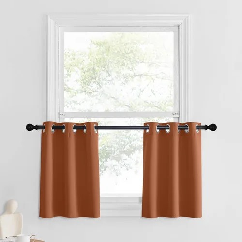 Miniatura 245 de NICETOWN Cortinas opacas de cocina para ventana sobre el fregadero, aislamiento térmico, decoración del hogar, pequeños niveles opacos con ojales