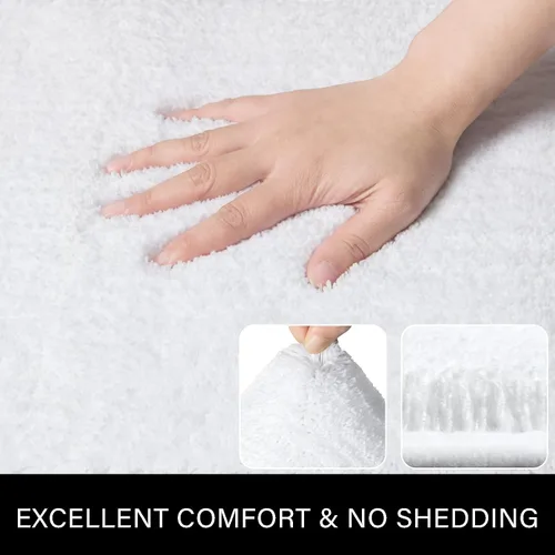 Miniatura 4 de LOCHAS Juego de Alfombras de Baño Beige, Juego de Alfombras de Baño Suaves de 2 Piezas, Tapete de Inodoro en Forma de U de 20x20 y Alfombras de Baño