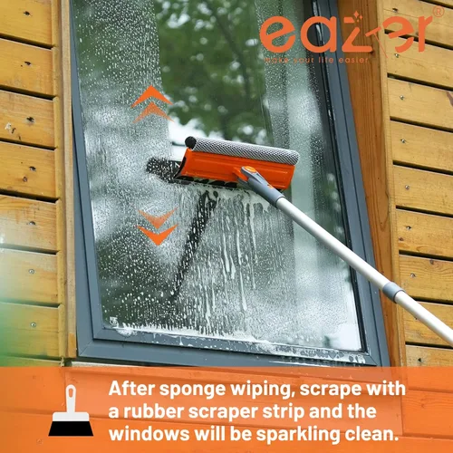 Miniatura 5 de Eazer Herramienta profesional de limpieza de ventanas de 46 pulgadas, escobilla giratoria 2 en 1 para kit de limpieza de ventanas, kit