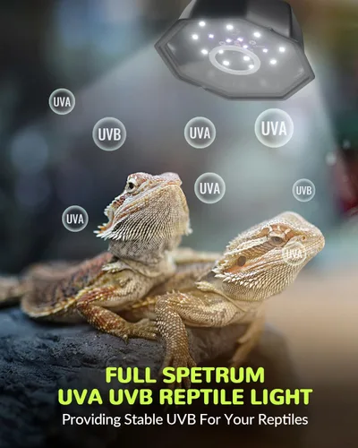 Miniatura 2 de Luz LED UVB para reptiles, UVB 5.0/10.0 luz de reptil regulable, brillo ajustable lámpara de reptiles con temporizador para reptiles de selva