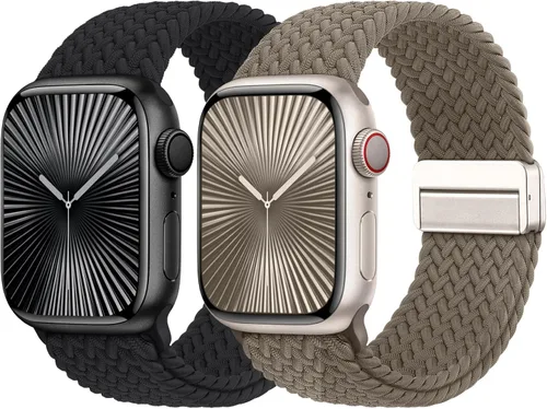 Miniatura 31 de Bandas elásticas trenzadas con cierre magnético compatibles con Apple Watch de 1.496 pulgadas, 1.575 pulgadas, 1.614 pulgadas, 1.654 pulgadas, 1.732