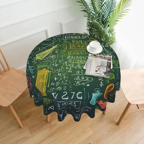 Miniatura 12 de Round Tablecloth for Dining Table 60 Inch Fabric Table Cover Glittered Blue Background Water Resistant Circular Table Cloth for Kitchen Farmhouse