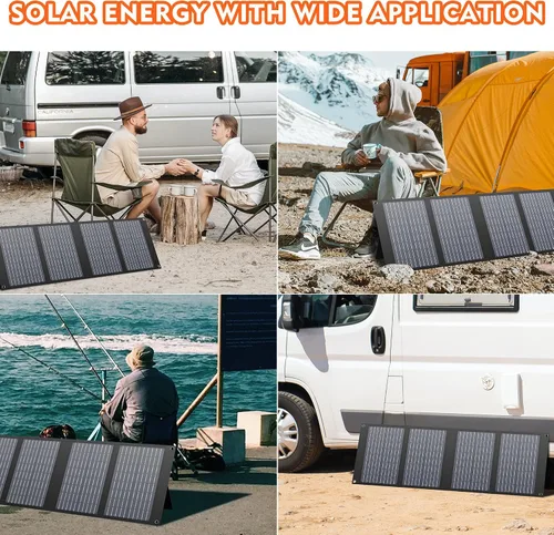 Miniatura 9 de Apowking Paneles solares portátiles 40W, cargador de panel solar plegable para estación de energía portátil de 100-300W, con patas ajustables