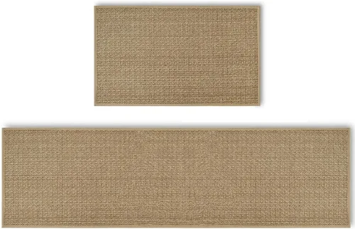 Miniatura 14 de Artoid Mode Juego de 2 alfombras y tapetes de cocina lavables, de goma antideslizante, absorbentes, para el frente del fregadero, 17 x 29 y 17 x 47