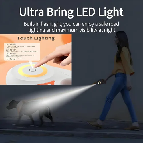 Miniatura 5 de Correa retráctil para perro de 10 pies – Correa reflectante resistente para perros grandes, medianos y pequeños – Línea larga sin enredos con mango