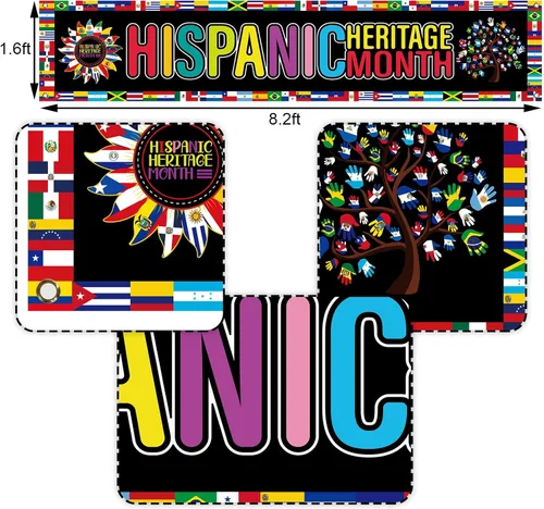 Miniatura 3 de Nepnuser Letrero colgante para decoración del Mes Nacional de la Herencia Hispana, 21 países de habla hispana, grande, hogar, jardín, exterior