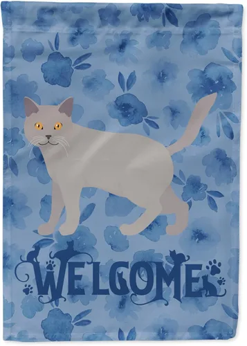 Miniatura 273 de Caroline's Treasures CK4813CHF - Bandera de bienvenida con gato abisinio azul, manga grande, para porche, para colgar en la pared, poliéster