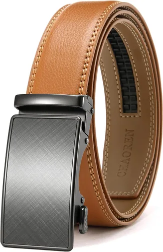 Miniatura 9 de CHAOREN - Cinturón para hombre - Cinturón de trinquete de cuero de 1 3/8 pulgadas para pantalones de vestir - Cinturón micro ajustable que se adapta
