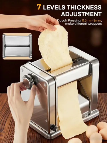 Miniatura 3 de FOHERE Máquina eléctrica para hacer pasta, fabricante de fideos de grosor ajustable para espaguetis, fettuccine, lasaña y albóndigas