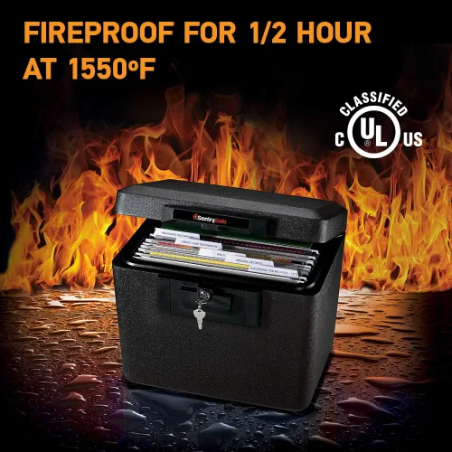 Miniatura 6 de SentrySafe Caja ignífuga 1200 con cerradura de llave, 0.18 pies cúbicos, color negro y caja ignífuga 1170 con cerradura de llave de 0.61 pies