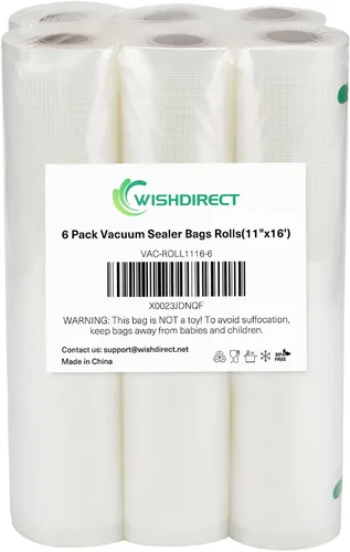Miniatura 9 de Rollos de bolsas selladoras al vacío compatibles con FoodSaver, paquete de 2 rollos de 11 pulgadas x 25 pies y 2 unidades de 8 x 25 pies