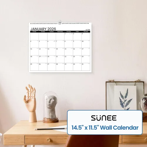 Miniatura 6 de SUNEE Calendario de pared 2026 de 18 meses, octubre de 2025 a marzo de 2027, 14.5 x 11.5 pulgadas, cuadrícula grande para colgar con papel grueso