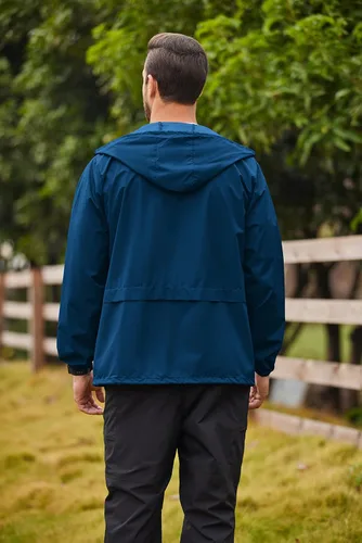 Miniatura 3 de COOFANDY Chaqueta impermeable plegable para hombre impermeable con capucha ligera clásica para ciclismo