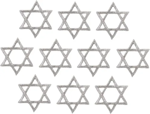 Miniatura 10 de (2 pulgadas) Estrella de David, Hanukkah, judío, bordado, parche para planchar (dorado, 1 pieza)