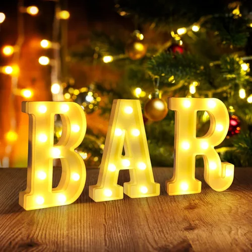 Miniatura 9 de Símbolo Ampersand LED Grande &, Letras de Marquesina Cartel 26 Letras del Alfabeto y 10 Números Luminosos para Decoración de Fiestas, Números