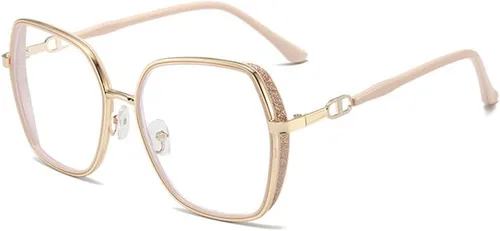 Miniatura 12 de Gafas grandes con bloqueo de luz azul para mujeres y hombres, elegantes lentes de metal Retr Anti-UV Antifatiga Anti-Blue Eye Glasses