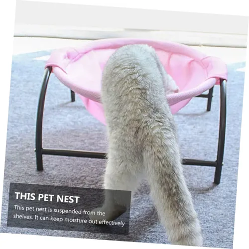 Miniatura 8 de Happyyami Elevated Cat Hammock Bed for Pets Breathable Mesh Lounge Sturdy Design for Use Stylish Elevated Pet Nest for Cats Dogs for Relaxation and