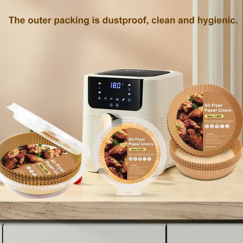 Miniatura 7 de Forros desechables para freidora de aire, 100 forros de papel para freidora de aire, revestimientos de papel pergamino antiadherentes, accesorios