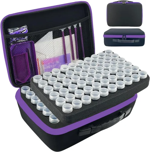Miniatura 14 de LIRUNQIU Contenedores de almacenamiento de pintura con diamantes, caja de almacenamiento de accesorios y herramientas de arte con diamantes de 120