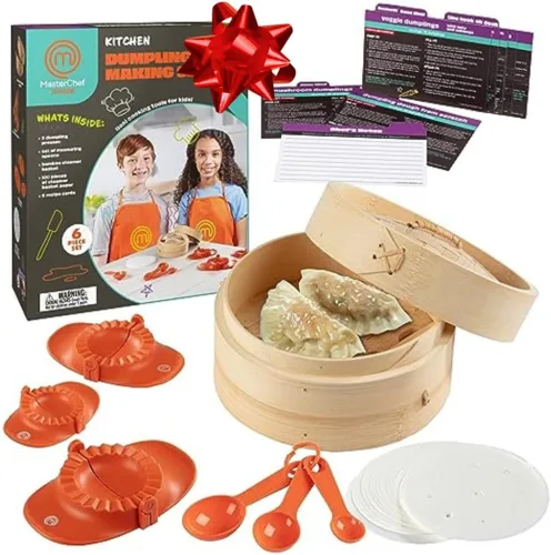 Miniatura 9 de MasterChef Junior Juego para Hacer Dumplings para Niños - Kit de 5 Piezas - Utensilios de Cocina Reales Incluye Recetas, Canasta de Vapor, Molde