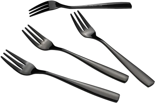 Miniatura 7 de Teyyvn Tenedor de postre de 16 piezas, tenedor de 3 dientes de acero inoxidable, tenedores para aperitivos, negro Appetizer Forks, 5.98 Inches