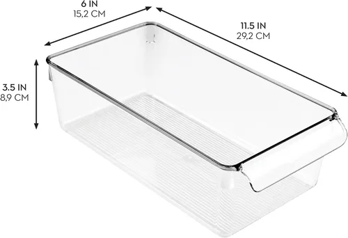 Miniatura 3 de iDesign - Cubo de almacenamiento para nevera con asa, bandeja para nevera para carnes y quesos, juego de 2 unidades, transparente
