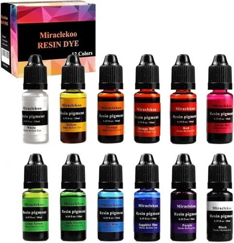 12 colores resina epoxi colorante colorante líquido resina epoxi pigmento,0.3 fl oz cada uno, translúcido 12 colores vivos