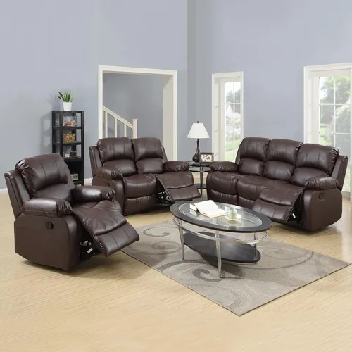 Miniatura 29 de A Ainehome Juego de sofá reclinable de lujo para sala de estar, juego de sofá reclinable de cuero y sillas de dos plazas, juegos de muebles de sala