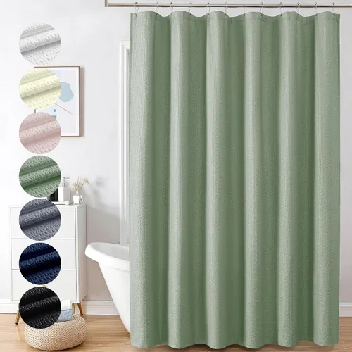OVZME Berry - Cortina de ducha extralarga verde de 96 pulgadas, cortina de baño de tela con textura en relieve 3D, cortina de baño grande para Verde