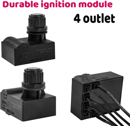 Miniatura 4 de Uniflasy Kit de repuesto para encendedor de parrilla Charbroil (G511-0055-W1), encendedor electrónico de 4 salidas y botón de interruptor con 8