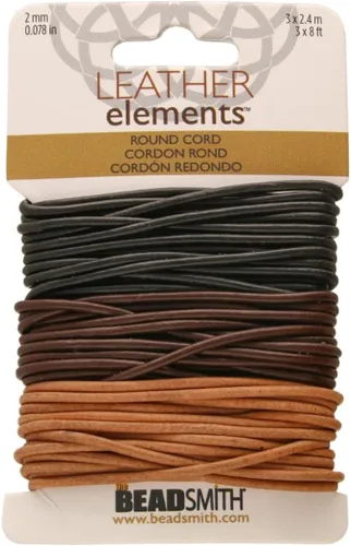 Miniatura 112 de The Beadsmith Cordón de cuero – Negro – Bobina de 0.039 in – 5 yardas/14.8 ft – Tanga de cuero indio ideal para trenzar, cuentas, collares, cordones