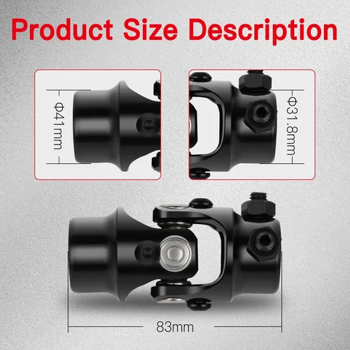 Miniatura 6 de CCIYU 3/4" Redonda X 1" DD Universales Juntas en U de Dirección Negras de 35 Grados 83mm Negro