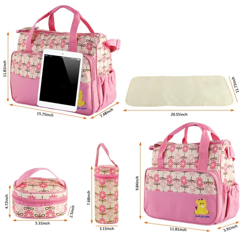 Miniatura 8 de Moclever Juego de 5 bolsas de pañales para artículos esenciales del bebé, bolsas grandes para bebé para mamá, bolsas de maternidad impermeables