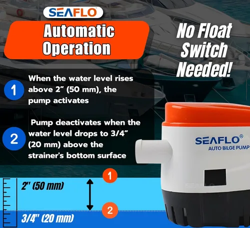 Miniatura 6 de SEAFLO Bomba de sentina automática serie 06 – 12 V CC, 750 GPH, interruptor de flotador integrado, totalmente sumergible, construcción duradera