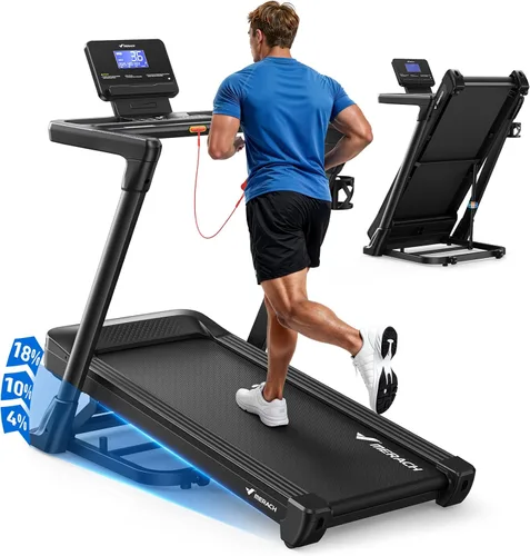 MERACH Treadmill with 15/18% Auto Incline, 55"/47"x18"/19" Wide Belt Treadmills, 0.5-8.7MPH/10MPH 3.5HP Brushless Incline Treadmill for Home, 350LBS