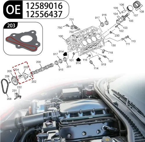 Miniatura 5 de Kit de pernos de junta de placa de retención para árbol de levas compatible con GM LS1 LS2 LS3 4.8 5.3L 6.0L 6.2L Vortec Corvette Cam