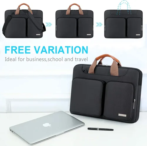 Miniatura 7 de Lacdo Bolsa de hombro protectora para laptop de 360°, funda para portátil de 14 pulgadas para HP Lenovo, Dell, Asus Asus Acer Chromebook 14, HP Negro