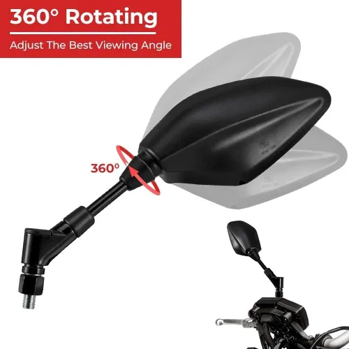 Miniatura 7 de Universial Motorcycle Side Rear View Mirror 360 Degrees Adjustable ABS Plastic Black Rearview Mirrors 10MM 8MM for Yamaha FZ8 FZ 8 2010-2019 2020