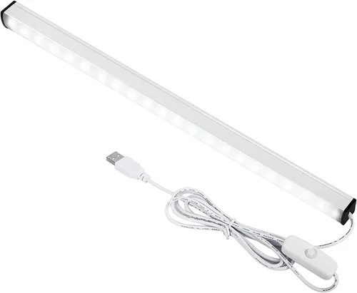 ASOKO Iluminación enchufable para debajo del gabinete, barra de tira LED de 12 pulgadas, luz blanca fría de 6000 K USB, luz delgada debajo del