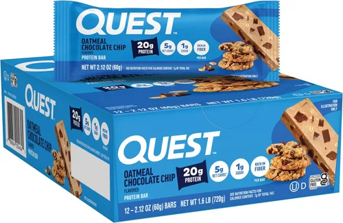 Quest Nutrition Barra de proteínas con chispas de chocolate de avena, baja en carbohidratos, sin gluten, apta para ceto, 12 unidades