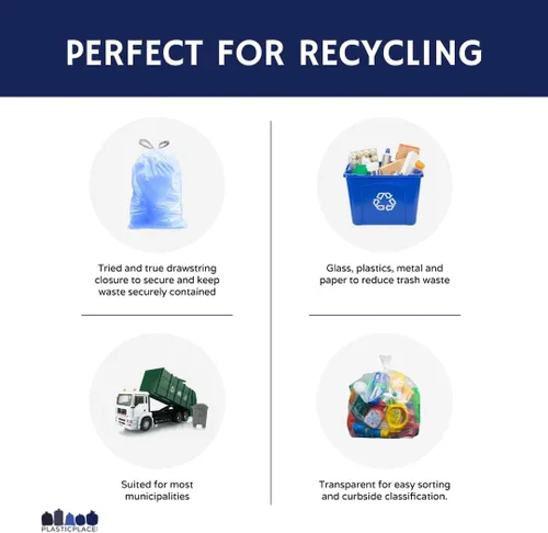 Miniatura 5 de Plasticplace Bolsas de basura de ajuste personalizado, compatibles con simplehuman Code V (200 unidades) con cordón azul tintado 4.2-4.8 galones