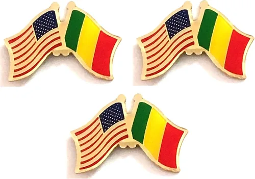 Miniatura 17 de 3 Pines de solapa con banderas de Estados Unidos y países internacionales, paquete de 3 pines dobles con diseño de banderas de Estados Unidos