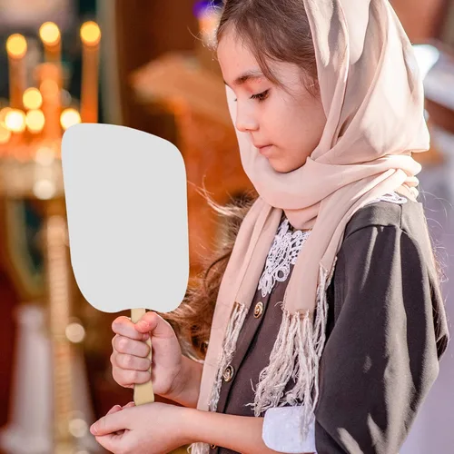 Miniatura 6 de Church Fans - Juego de mano incluye cartulina en blanco, palos de madera ondulada, cinta de doble cara, mango de abanico, palos de manualidades