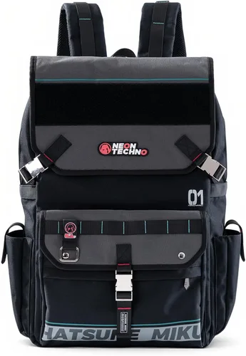 Miniatura 10 de Mochila de anime serie de colaboración para Hatsune Miku, mochila de viaje Techwear de 22L, mochila para mujeres y hombres Miku - Mochila de 22 l