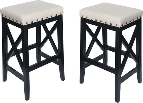 Great Deal Furniture Lisa 309540 - Taburetes de mimbre para exteriores con cojines (juego de 2), marrón claro y beige