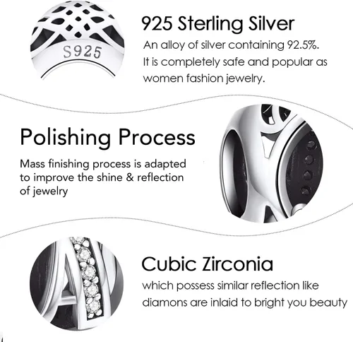 Miniatura 6 de NINGAN Dije de letra del alfabeto, plata de ley 925, cuentas con inicial de la A-Z, se adapta a pulseras y collar de mujeres europeas, Plata