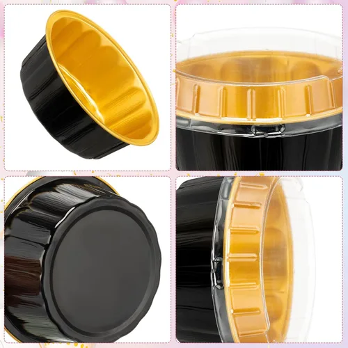 Miniatura 3 de Tessco for you 200 moldes desechables con tapas, 8 onzas, Ramekin Creme Brulee Ramekin, papel de aluminio, para cupcakes, para hornear, San plateado