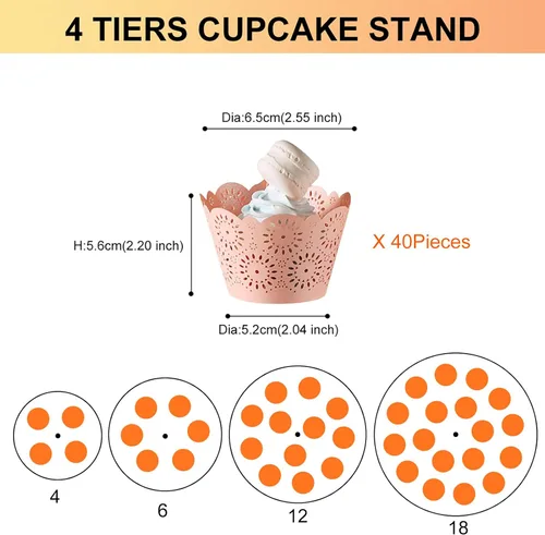 Miniatura 2 de Boxalls Soporte para cupcakes, soporte redondo de 4 niveles para cupcakes, torre transparente de pastelería de postres para bodas, cumpleaños