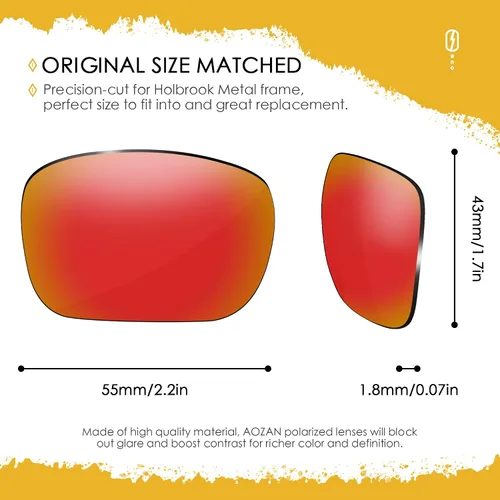 Miniatura 8 de Lentes de repuesto ANSI Z87.1 para gafas de sol Oakley Holbrook Metal OO4123