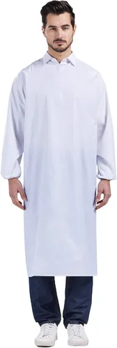 Miniatura 9 de Nanxson Delantal impermeable manga larga Smock Overoles delantal de trabajo para lavar platos, trabajo de laboratorio, aseo de perros, limpieza Azul
